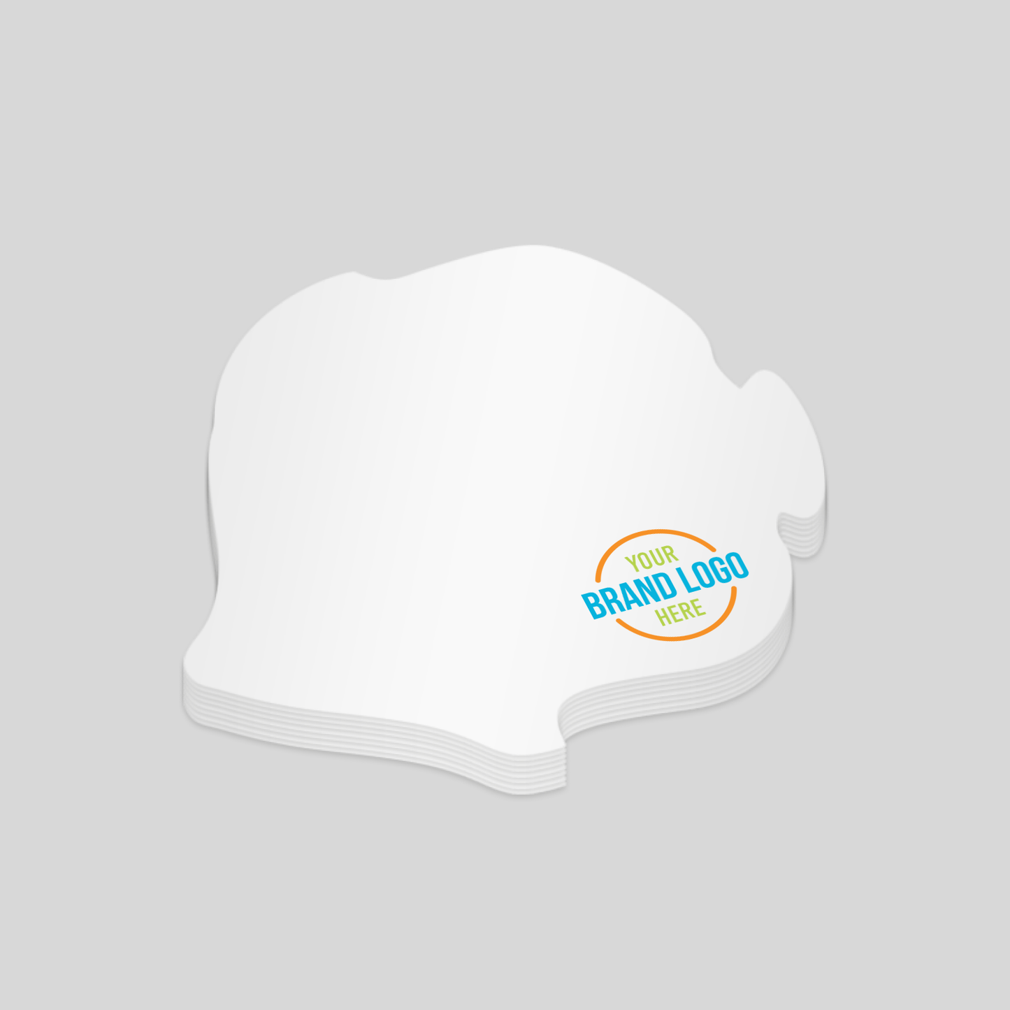 A custom-shaped notepad designed in the outline of an angelfish, measuring 91mm x 68mm. Perfect for businesses in the marine, aquarium, or ocean-themed industries looking to stand out with a unique promotional item.