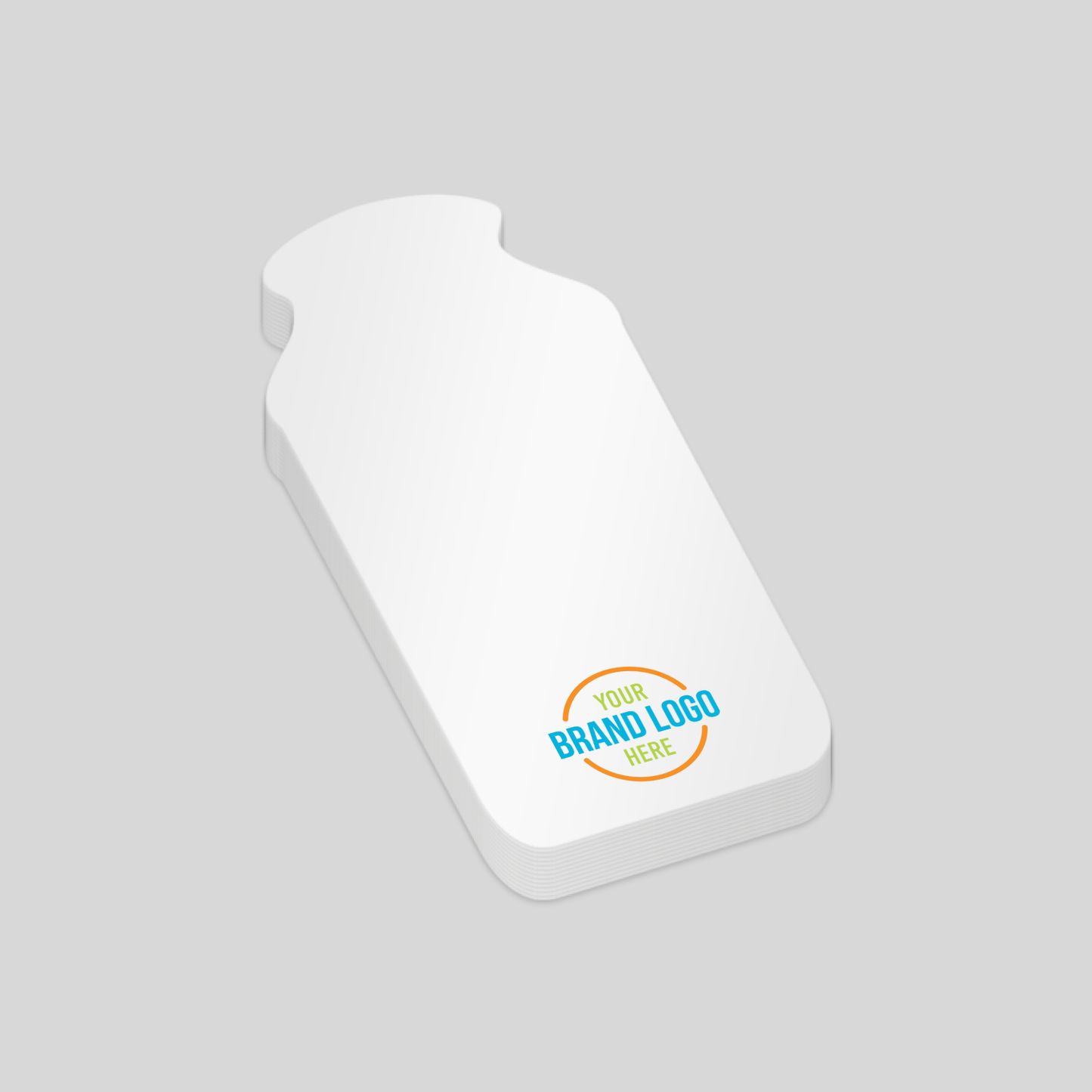 Canister-shaped notepad with a white surface and a customisable logo area at the bottom right corner. A distinctive promotional product ideal for food, beverage, or storage branding.