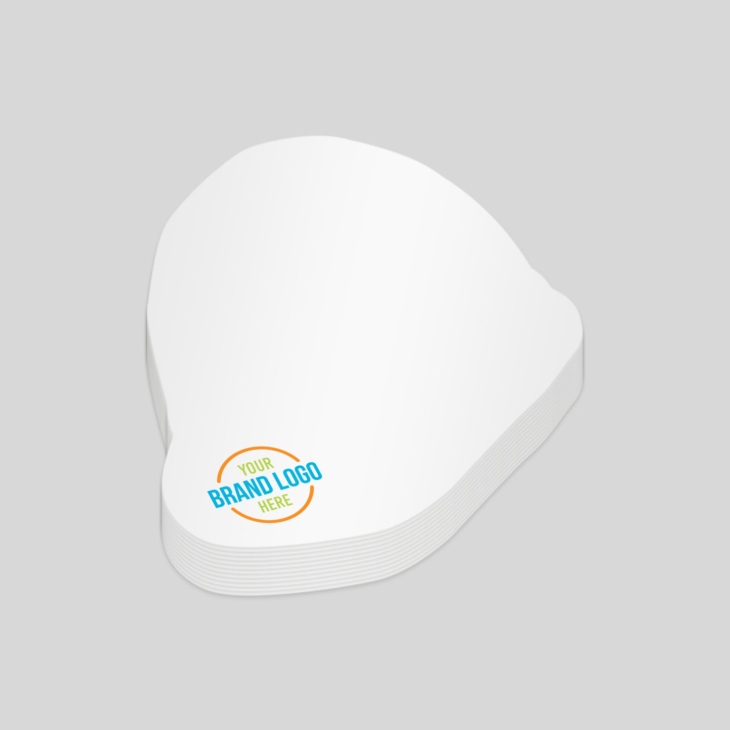 Hard hat-shaped notepad with a white surface and a customisable logo area at the bottom. A creative and practical choice for construction or safety-related promotional branding.