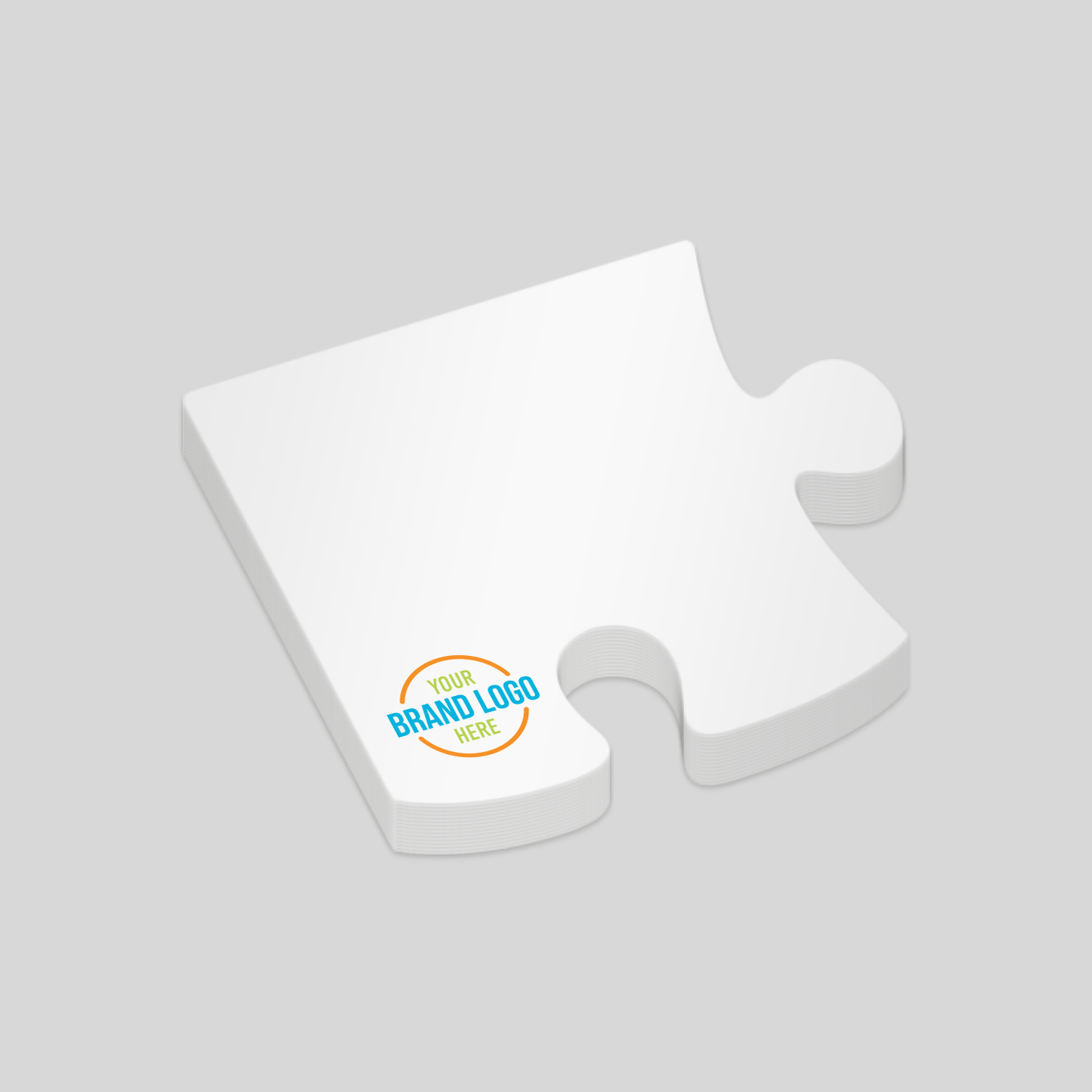 Puzzle piece-shaped notepad, perfect for collaborative projects and team-building events. Offers ample space for custom branding, ideal for showcasing logos or messages.