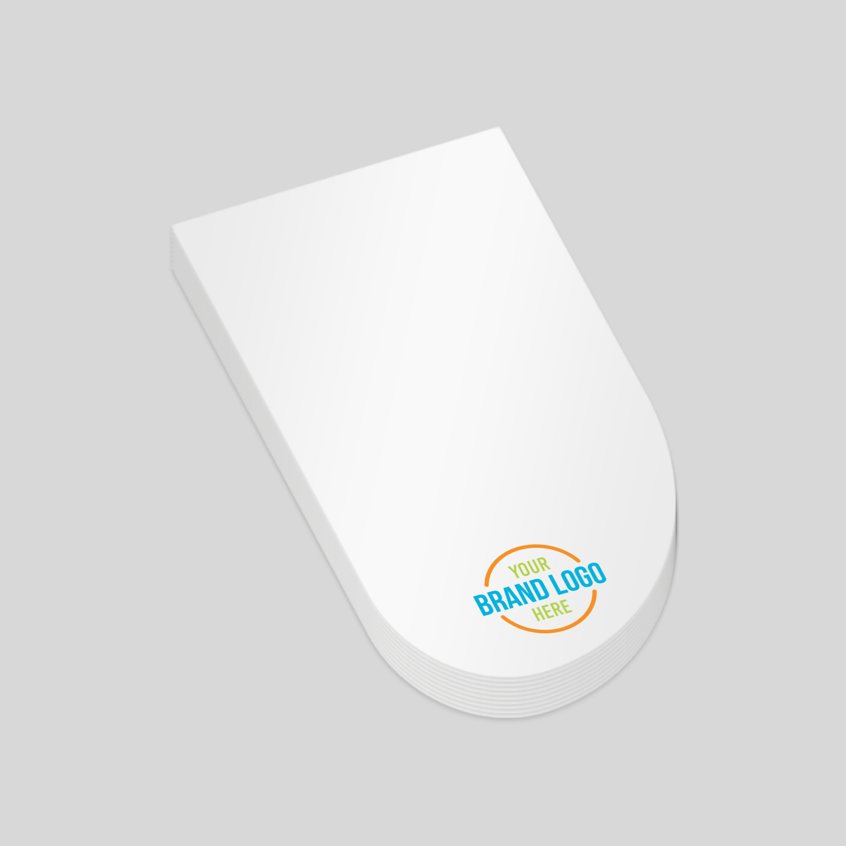 Leaf-shaped notepad, perfect for eco-friendly branding or nature-themed campaigns. Includes a designated area for custom logos. Great for businesses promoting sustainability.