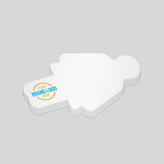 A custom paw-shaped notepad, perfect for pet-related businesses, animal lovers, or veterinary clinics. Features a compact size of 100mm x 52mm and space for a brand logo, making it a fun and functional promotional product.