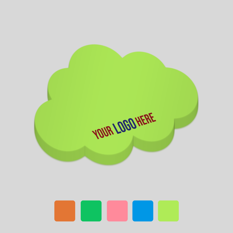 Cloud Shape Note Cloud shaped, promotional sticky post it notes printed, Australia ...