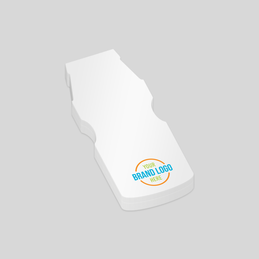 Yoghurt bottle-shaped notepad with a white surface and a customisable logo area at the bottom right corner. A unique promotional product perfect for food and beverage branding.